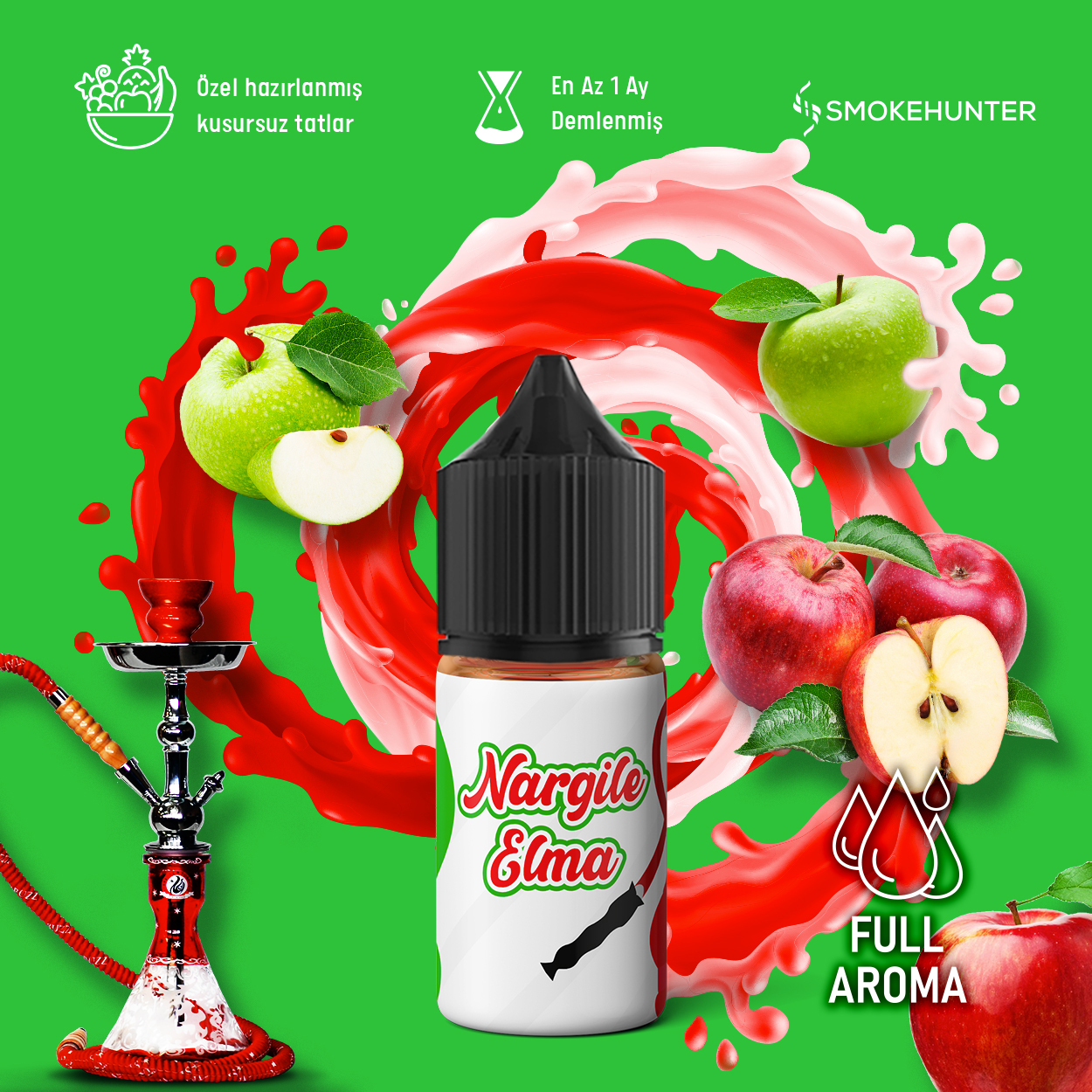 Full Aroma - Nargile Elma E-Likit 30 ML Full Aroma - Nargile Elma E-Likit 30 ML